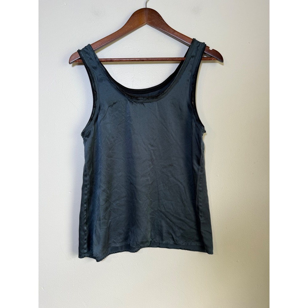 Broadway & Broome Silk‎ Scoop Neck Sleeveless Tank Top Size Medium Dark Gray